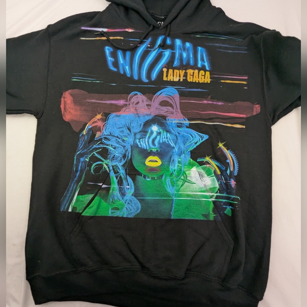 Lady Gsga Enigma Hoodie The Las Vegas Residency Playlist On Back Medium Unisex